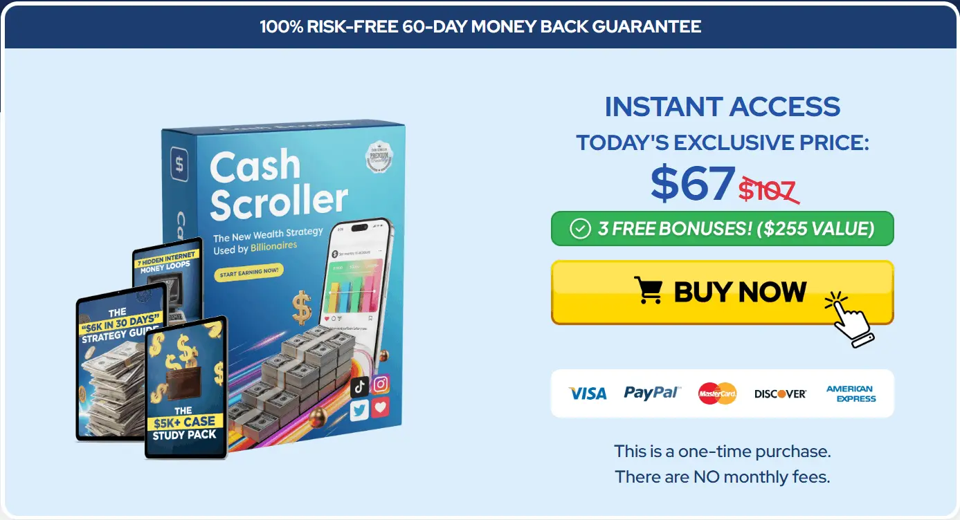 CashScroller pricing package